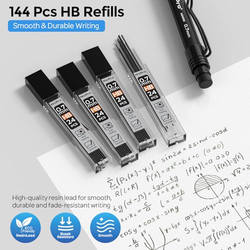 Nicpro 0.7 mm Mechanical Pencil Set with Case, 3PCS HD1000 Mechanical Pencils 0.7 With 6 Tube HB Lead Refills, Eraser, Weatherproof Barrel for Outdoor Writing Drafting Drawing Sketching - style: 0.7mm(3 Pcs)