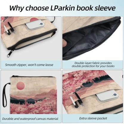 Padded Book Sleeve with Zipper & Front Pocket, Fabric Book Cover | Aesthetic Pink Daisy Flower11.4"x8.7" Washable Canvas Pouch for Hardcovers, Tablets & Reading Accessories - color: Aesthetic Pink Daisy Flower