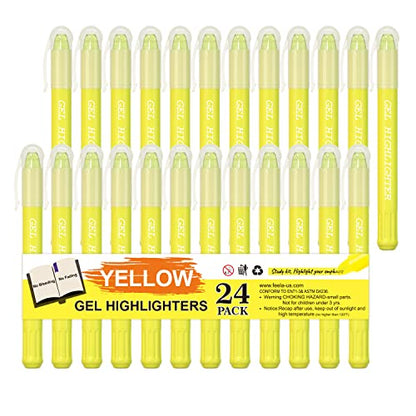 feela 24 Pack Yellow Gel Bible Highlighters Markers Pens Journaling Supplies, No Bleed Through For Highlighting Journal School Office