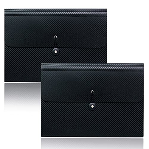 Cesil 2Pcs Expanding File Folders, 13 Pockets File Organizer Accordion File Holder with Elastic Buckles Closure, A4 Paper Document Organizer for Home School Office - color: 2pcs 13 Pockets