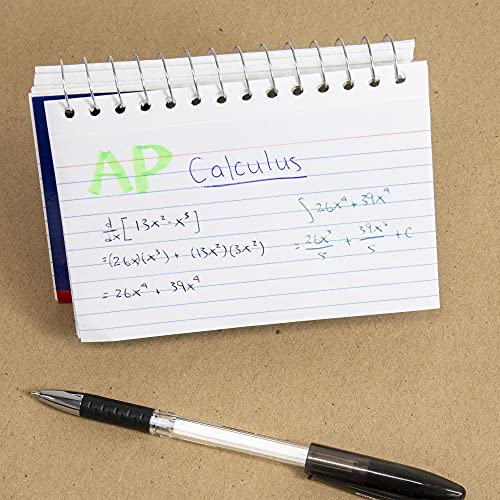 BAZIC Ruled Index Cards Book 3" X 5" 100 Count, Spiral Bound Memo, White Flashcards, Ruled Lined Card for Learning Memory Reminder (50/Pack), 2-Packs