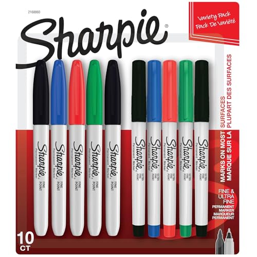 Sharpie Permanent Markers, Assorted Tips, Assorted Colors, 10/Pack - size: 10 Pack, style: Assorted