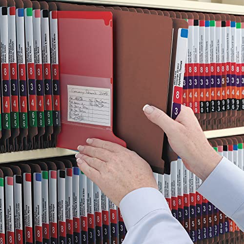 Smead 100% Recycled End Tab Pressboard Classification File Folder with SafeSHIELD Fasteners, 2 Dividers, 2" Expansion, Letter Size, Red, 10 per Box (26860) - color: Red, style: 2 Dividers