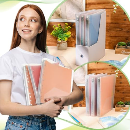 Crtiin 6 Pack 3 Ring Binder Clear Plastic 3 Holes Binder Notebook Covers, Snap Button Closure Refillable Notebook D/o Rings Binders Cover Protector for School Office Students Gifts(O Ring,1 Inch) - size: 1 Inch, style: O Ring