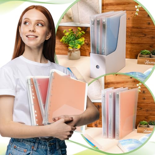 Crtiin 6 Pack 3 Ring Binder Clear Plastic 3 Holes Binder Notebook Covers, Snap Button Closure Refillable Notebook D/o Rings Binders Cover Protector for School Office Students Gifts(O Ring,0.5 Inch) - size: 0.5 Inch, style: O Ring