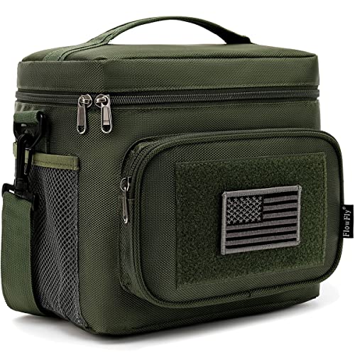 FlowFly Tactical Lunch Bag Large Insulated Lunch Box Cooler Tote for Men, Women with MOLLE/PALS Webbing (Army#Green, Medium) - color: Army#Green, size: Medium