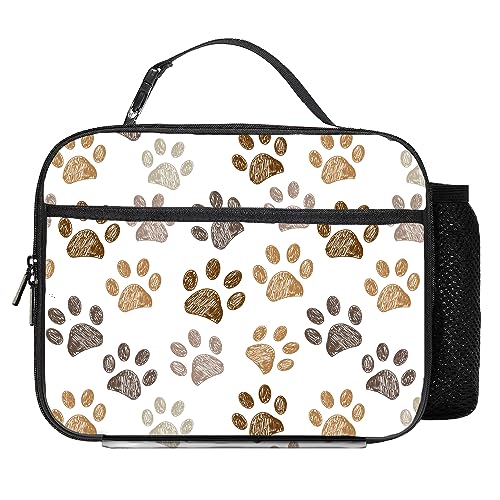 Paw Print Lunch Bag Reusable Insulated Lunch Box Keep Food Cooler Thermal Lunch Tote for Women Men - color: paw print