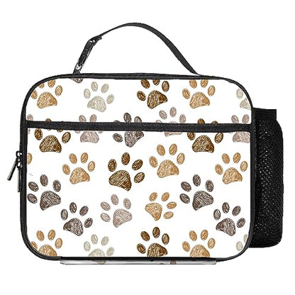 Paw Print Lunch Bag Reusable Insulated Lunch Box Keep Food Cooler Thermal Lunch Tote for Women Men - color: paw print