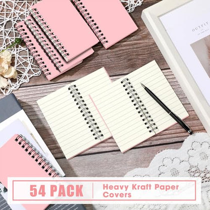 Jutom 54 Pcs Small Spiral Notebooks Memo Pads 3x5 Bulk Small Pocket Notepads Back to School Supplies Mini Notebook with Lined Mini Journals for Office & Work, 120 Pages (Pink) - color: Pink