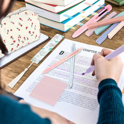 24Pcs Bible Study Supplies Journal Kit Book Annotation Kit Aesthetic Pastel Highlights Pens Tabs Bookmarks Bags for Women Teens School Accessories Cute Colorful Bible Highlighters Pens No Bleed - color: Ab-24pcs bible study supplies journal kit