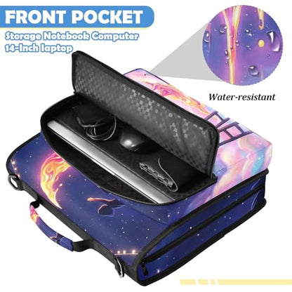 Melting Moon 2inch 3 Ring Zipper Binder Multi-Pocket Storage Holds 14 Inch Laptop for Students and Office Use - color: Melting Moon