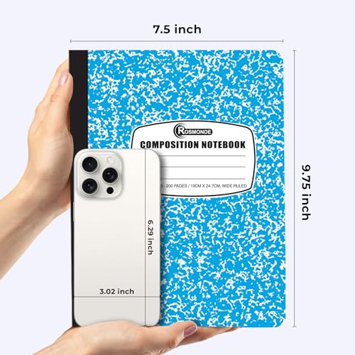 Rosmonde 50 Pack Composition Notebooks Bulk Wide Ruled, Bulk Notebook | Bulk Marble Composition Notebook, 200 Pages (100 Sheets), 9-3/4 x 7-1/2, Hard Cover, Bulk Notebooks for Office & School - size: 50 Pack | Bulk Value, style: Wide Ruled - Color Marble