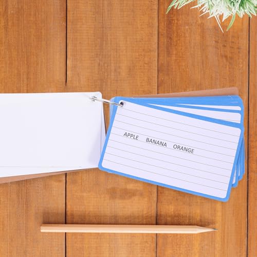 OSALADI Lined Flash Cards with Ring 60 Colored Ruled Index Cards Per Book Thickened Blank Note Supply for Office Study 2pcs Total 120 Sheets