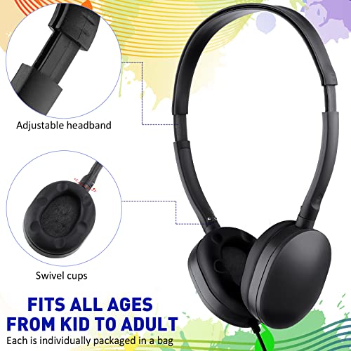 Konohan 18 Pack Class Set Headphones for Students Bulk Headphones for Classroom School Adjustable 3.5mm Wired Earphones Classroom Must Haves Teacher Supplies(Black) - color: Black