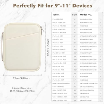 MoKo 9-11 Inch Padded Tablet Sleeve Protective Carrying Case for 11" iPad Air M4 2026, iPad A16/Pro 11 M5, i-Pad 10th/Air 5/4th 10.9, iPad9/8. 10.2, Tab S8/S9 11, Tablet Bag with Handle, Beige - color: Beige, size: 9-11 Inch