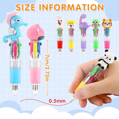 24 Pack 4-in-1 Multicolor Pens for Classroom Prizes, Bulk Fun Pens for Kids | 0.5mm Fine Point Ballpoint Pens, Teacher Must-Haves, Party Favors & Treasure Box Rewards, Bulk Student Gifts, Back to School