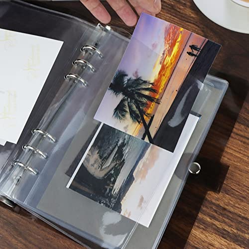 Mogoostry A5 Clear Sheet Protectors 12 Pack 4.9 x 8 Inch Plastic Sleeves Top Open Paper Protector for 6 Ring Binders, Acid-Free, Archival Safe - size: A5