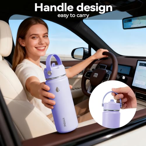Stainless Steel Water Bottle with Straw Lid, 18oz Insulated Vacuum Bottle with Carrying Loop, Dishwasher Safe，uitable for use in schools, Offices, and outdoor activities (PURPLE) - color: Purple