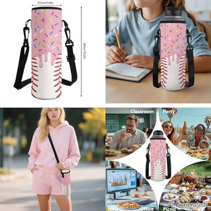 Pink Ice Cream Drip Backpack 4 Piece Baseball Backpack for School Insulated Thermal Lunch Bag Lovely Pencil Pouch Water Bottle Holder Kindergarten Cute Daily Gifts - color: Pink