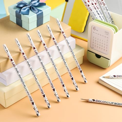 Tenceur 24 Pcs 2nd Graders Pencils Bulk Motivational Pencils with Erasers Inspirational Pencil with Back to School Supplies for Kids Student Teacher Classroom Reward - style: 2nd Graders