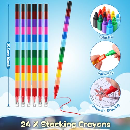 BenLouis 24 Christian Mini Coloring Books Kids with 24 Stacking Crayons Bible Verse Party Favors Activity Books Bulk for Kids Christmas Religious Goodie Bag Gift Stuffer Classroom Reward - style: Christian