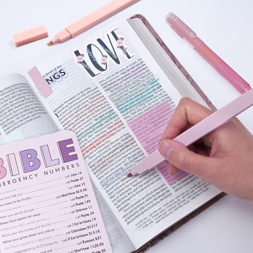 XKDOUS Bible Study Supplies Journaling Kit for Women, Bible Study Kit Journaling Supplies Includes Prayer Journal, Highlighters, Emergency Card, Pencil Case and More, Christian Gifts for Women, Pink - color: Bible Kit - Deluxe (Pink)