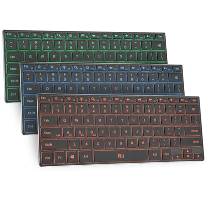 Rii Wireless Keyboard,Bluetooth Keyboard(2.4G+BT5.0),RGB Backlit,Rechargeable with Aluminum Alloy Case for Tablet,Surface,PC,Laptop with Windows (X9-Windows)
