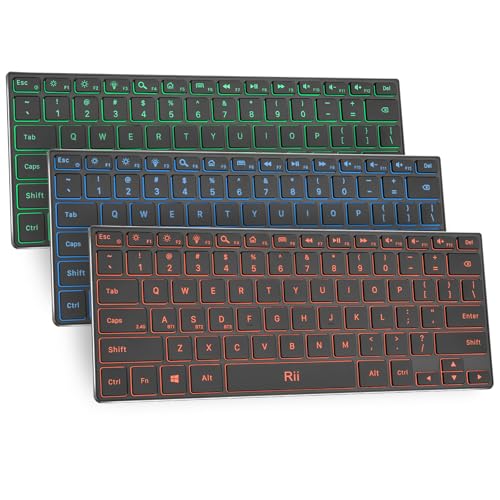 Rii Wireless Keyboard,Bluetooth Keyboard(2.4G+BT5.0),RGB Backlit,Rechargeable with Aluminum Alloy Case for Tablet,Surface,PC,Laptop with Windows (X9-Windows)