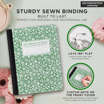 Decomposition Parsley College Ruled Composition Notebook - 9.75 x 7.5 Journal with 160 Lined Pages - Cute Notebooks for School Supplies, Home & Office - 100% Recycled Paper - Made in USA - color: Parsley