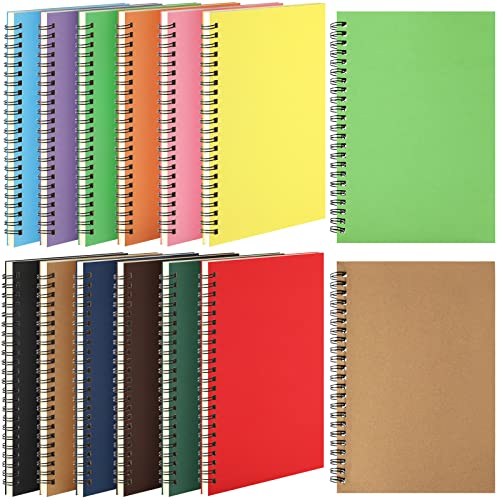 Leelosp 12 Pack Small Spiral Notebook Lined Spiral Journal College Ruled Notebook Wire Bound Kraft Cover, 120 Pages for Work (Multicolor,5.5 x 8.3 Inch) - color: Multicolor, size: 5.5 x 8.3 inch