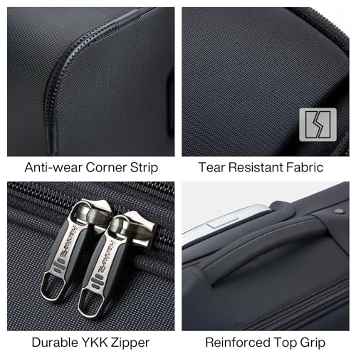 Hanke 24 Inch Luggage Expandable Softside Checked Suitcases with Spinner Wheels, Upright Rolling Luggage Suitcases Travel TSA Luggage Bag for Women Men(Black) - color: Black, size: 24 Inch Checked in