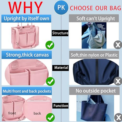 ZHMO Canvas Tote Bag for Women,Women's Bags Crossbody Bags Work Laptop Tote Bag Large Handbags Purse for Travel Nurse Teacher - color: Pink With Compartments
