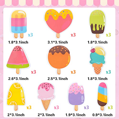 Xqumoi 30 Pack Ice Cream Sticky Notes Summer Office School Class Supplies | Fruit Popsicle Self-Sticky Memo Pads, Page Marker Notepads, for Student Kids, Birthday Party Favors, Goodies Bag Fillers - style: Popsicle