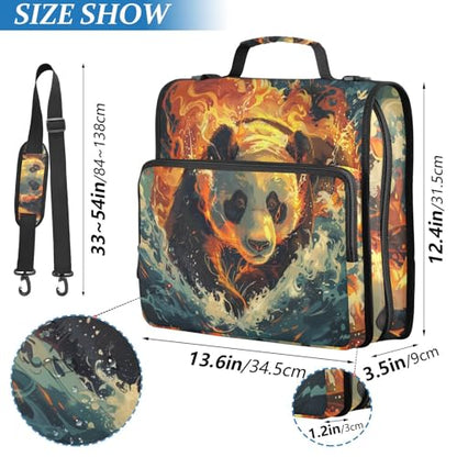 ALAZA Fire Water Panda Zipper Binder 3 Ring Binder with 500 Sheet Capacity for School, College, Office