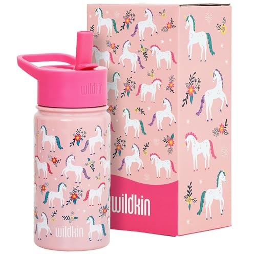 Wildkin Kids Stainless Steel Water Bottle, 14oz, Magical Unicorns | 14oz insulated steel water bottle — coordinates with matching Wildkin backpacks and lunch boxes - color: Magical Unicorns, size: 14 Oz