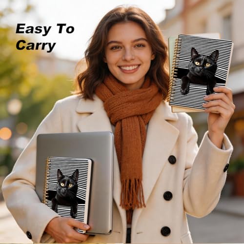 2 Pcs Cat Gifts for Women A5 Spiral Notebook, Funny Cats Journal Notebook | 160 Pages Cats Lovers Mom Lady Gifts Hardcover Journals for Writing Office, College Ruled Notebooks, Spiral Notepad - color: Multicolour 0031