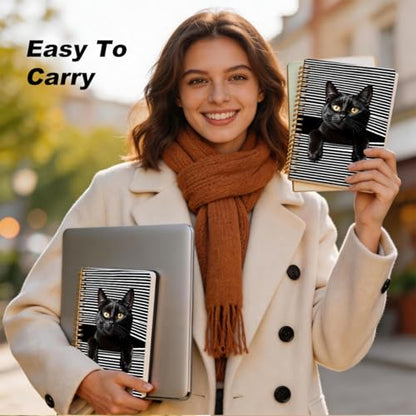 2 Pcs Cat Gifts for Women A5 Spiral Notebook, Funny Cats Journal Notebook | 160 Pages Cats Lovers Mom Lady Gifts Hardcover Journals for Writing Office, College Ruled Notebooks, Spiral Notepad - color: Multicolour 0031