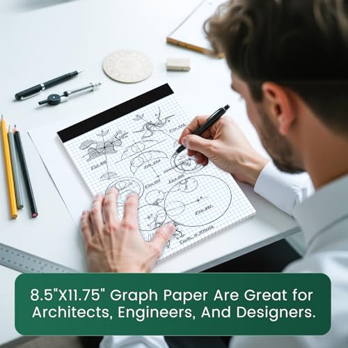 Graph Paper 8.5 X 11, 36 Pack, 4x4 Quad Ruled, Grid Paper Pad 8-1/2" X 11", Grid Pad 8.5 X 11.75, Engineering Notebook, Easy Tears Off, White 70 Gsm Graft Paper - style: 36 Pack