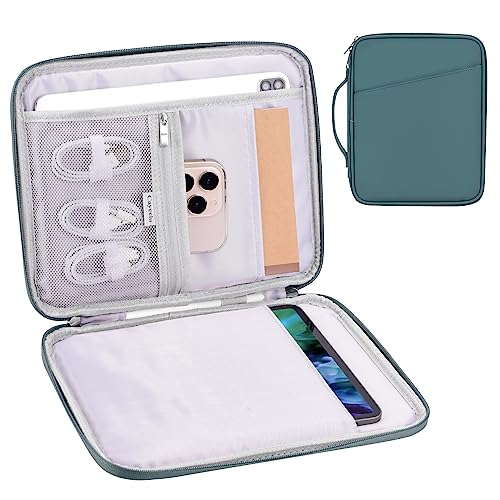 9-11 Inch Tablet Carrying Case, Padded Protective Travel Sleeve Bag for iPad Pro 11 (2022-2018), iPad 10.9 (10th Gen), iPad Air (5/4th Gen), Galaxy Tab A8/A7/S8/S7 (PU-Teal Blue11) - color: Teal Blue, size: 9-11