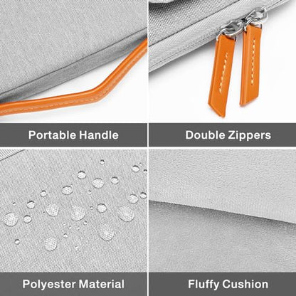 MOSISO 360 Protective Laptop Sleeve Compatible with MacBook Air 13.6 M5 M4 M3 M2 M1/Neo/Pro 13/14, HP Dell ASUS Lenovo, Flapover Bag with Fully Open Zipper&Handle&Pockets, Gray