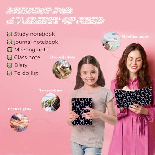 QUICQOD Coquette Purple Bow Spiral Notebook with Black Cover 5.5x8.3 Inch | Preppy Gifts for Women, Cute Journal for Teen Girls, Hardcover Notebook for School Office, Coquette School Supplies - color: blackpurple