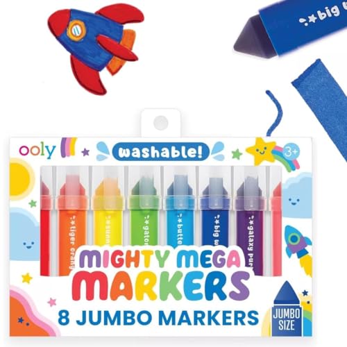 Ooly Thick Toddler Markers with Jumbo Grip, Mighty Mega Triangle Tip Markers for Toddlers with Jumbo Barrel, Perfect for Little Hands - TRIANGLE TIP - style: Triangle Tip