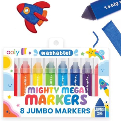 Ooly Thick Toddler Markers with Jumbo Grip, Mighty Mega Triangle Tip Markers for Toddlers with Jumbo Barrel, Perfect for Little Hands - TRIANGLE TIP - style: Triangle Tip