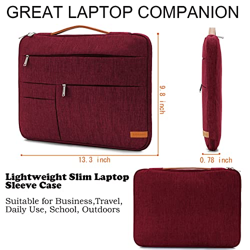 KINGSLONG 13.3 inch Laptop Sleeve Bag, Slim Shockproof Handbag, Computer Carrying Case Cover Compatible with MacBook Air/Pro,Acer Asus Dell HP Red - color: Red, size: 13 inch