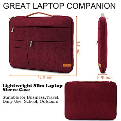 KINGSLONG 13.3 inch Laptop Sleeve Bag, Slim Shockproof Handbag, Computer Carrying Case Cover Compatible with MacBook Air/Pro,Acer Asus Dell HP Red - color: Red, size: 13 inch