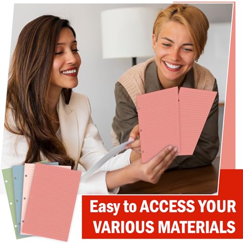 100 Sheets Mini Loose Leaf Paper 5.5 x 8.5 Mini Binder Paper 3 Ring Colored Lined Paper College Ruled 3 Hole Punched Lined Papers Small Notebook Refill Pages Planner Inserts for School Office - style: Lined