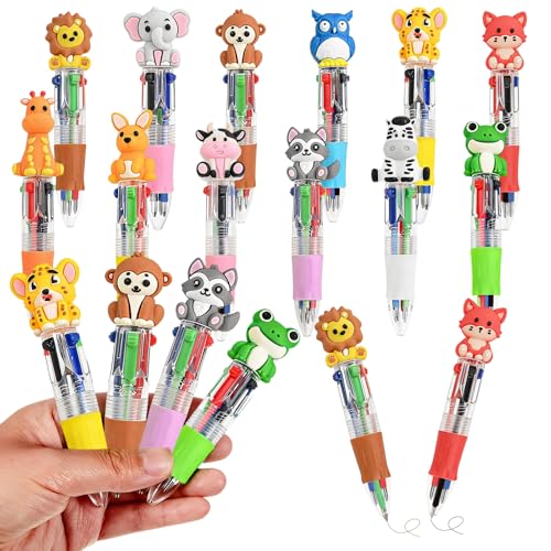 Animal Party Favors Animal Pens Multicolor Pen in One Cute Fun 4-in-1 Pens Bulk Cool Ballpoint Pens for Birthday Gifts Teacher Supplies (Animal, 12) - style: Animal
