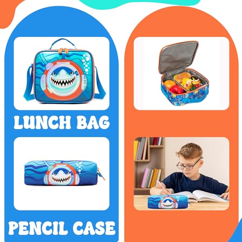 Kids Rolling Backpack with Wheels for Boys Elementary Students Kids Shark Travel Luggage Carry on School Backpack for Boys Ages 6-8 - color: 01 Shark