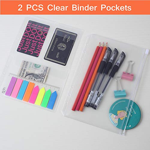 A5 Refill Paper, 200 Lined Pages, 5 Tabs Binder Divider, 160 PCS Index Tabs with Ruler, 2 PCS PVC Pockets, Binder Inserts for Refillable Planner Organizer - color: Off-white