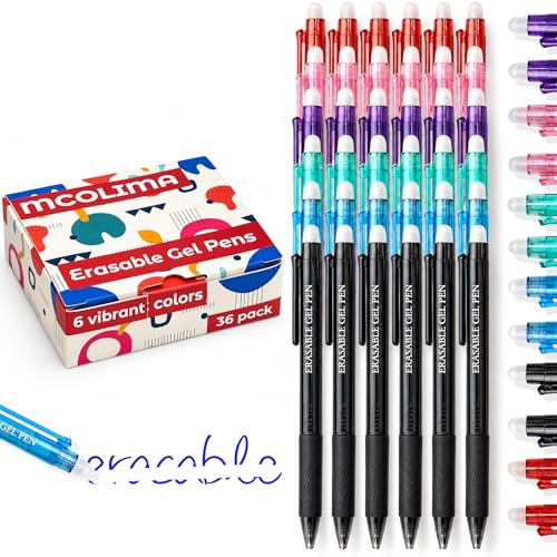 Erasable Gel Pens Bulk, 36 Pack Retractable Erasable Pens Clicker, 0.7mm Fine Point Quick Dry Ink, 6 Vibrant Assorted Colors for Note Taking, Planners, Teachers, Classroom Office Supplies - color: Multicolor
